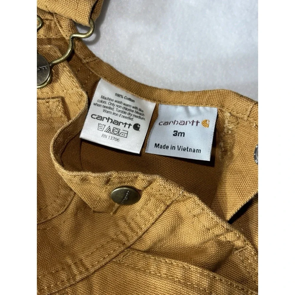 Carhartt Infant Boys' Washed Canvas Bib Overalls Size 6 Months‎ Color: Brown